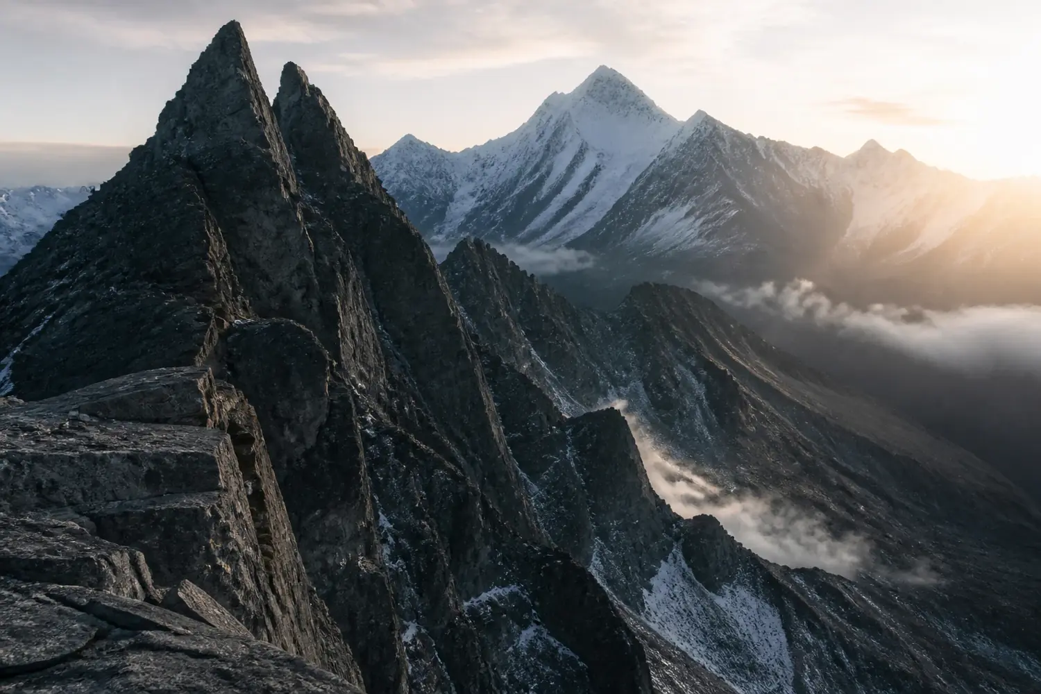 High-altitude Himalayan ridge at first light